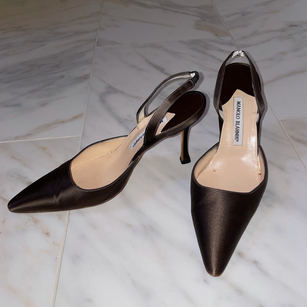 Manolo Blahnik Satin Slingback Pumps